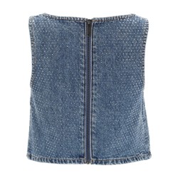 DENIM CROP TOP WITH RHINESTONES
