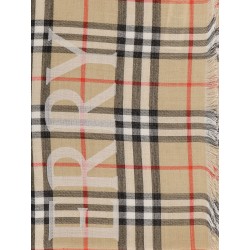 Wool and silk blend scarf with check pattern