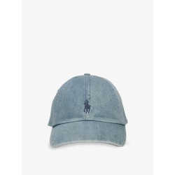 Denim hat with embroidered logo