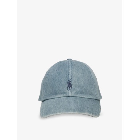Denim hat with embroidered logo