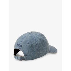 Denim hat with embroidered logo
