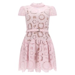 FLARED FLORAL LACE DRESS