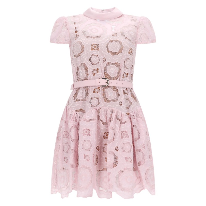 FLARED FLORAL LACE DRESS