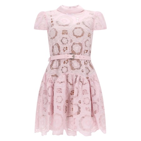 FLARED FLORAL LACE DRESS