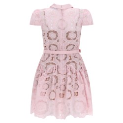 FLARED FLORAL LACE DRESS