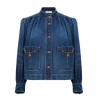 DENIM HIGH NECK GATHERED JACKET