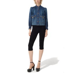DENIM HIGH NECK GATHERED JACKET