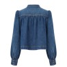 DENIM HIGH NECK GATHERED JACKET