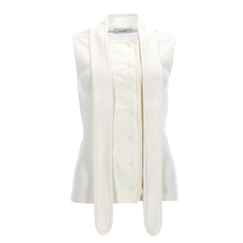 ASYMMETRICAL RIBBED TOP WITH SCARF