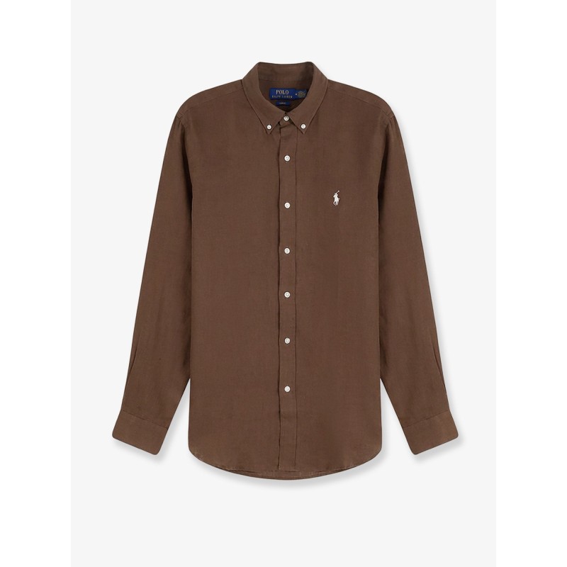 Linen shirt with logo embroidery