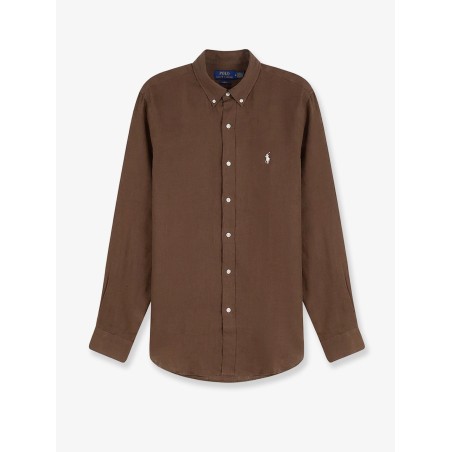 Linen shirt with logo embroidery