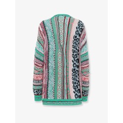Multicolor jacquard cotton cardigan