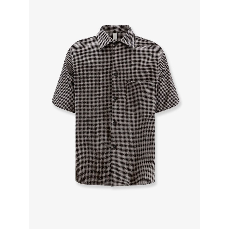 Cotton blend shirt with checked pattern
