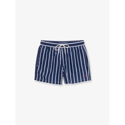Nylon swim trunks with striped pattern