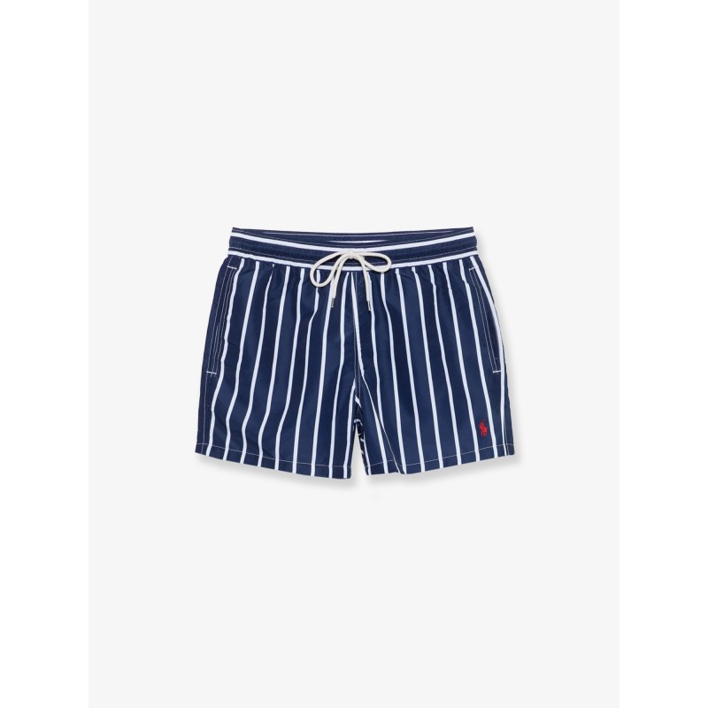 Nylon swim trunks with striped pattern
