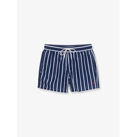 Nylon swim trunks with striped pattern