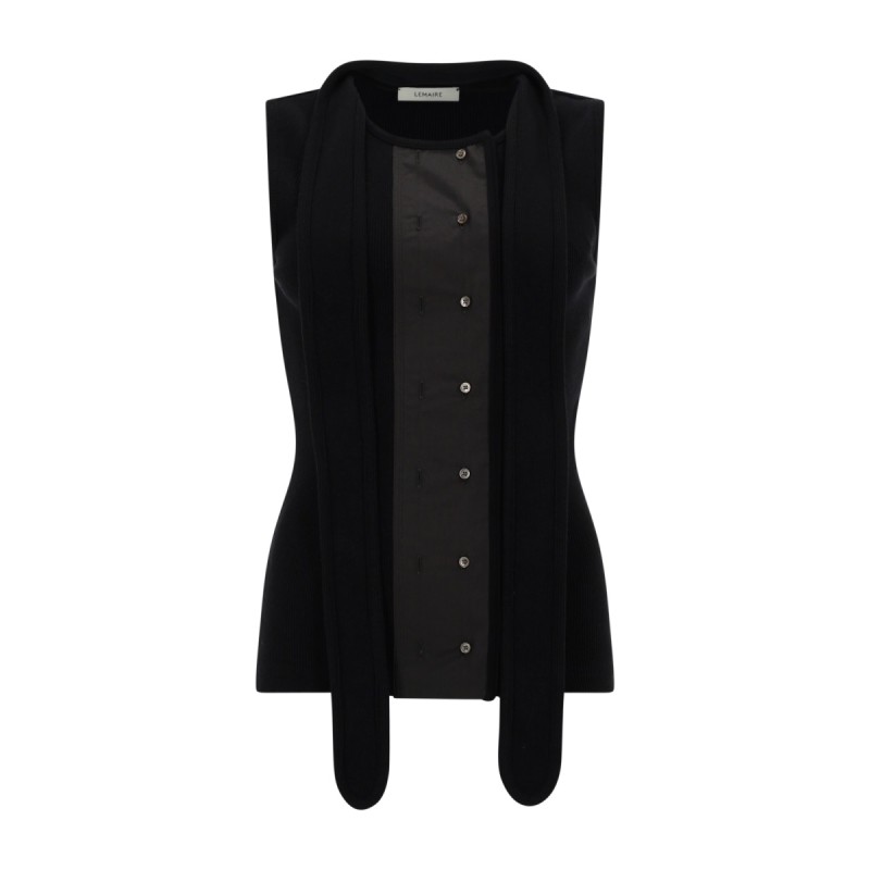 ASYMMETRICAL RIBBED TOP WITH SCARF