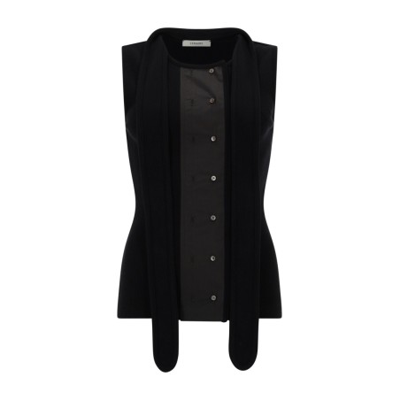 ASYMMETRICAL RIBBED TOP WITH SCARF