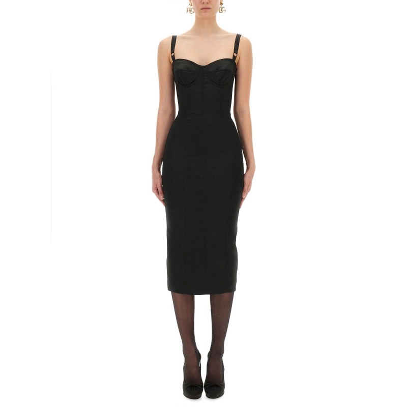 SATIN BUSTIER LONGUETTE DRESS