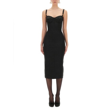 SATIN BUSTIER LONGUETTE DRESS