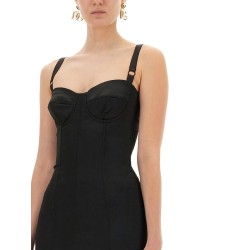 SATIN BUSTIER LONGUETTE DRESS