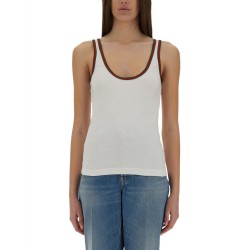 RIBBED COTTON TANK TOP WITH WEB