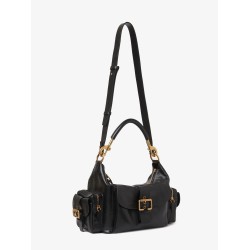 Carry shiny buffalo leather shoulder bag