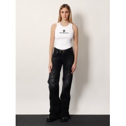 Wide Leg black denim trousers