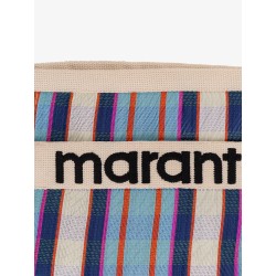 Powden nylon clutch with striped pattern