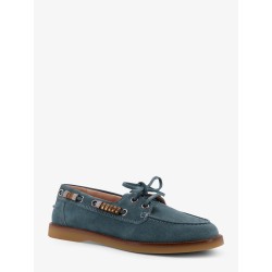 Grace suede loafers with metal lettering logo