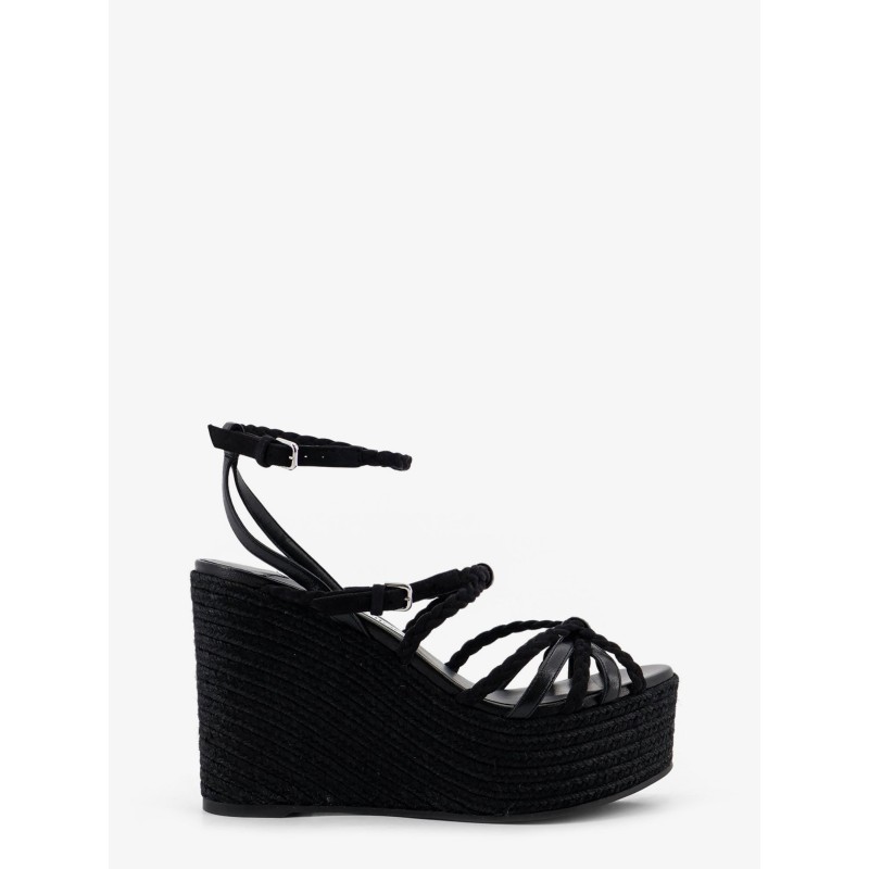 Nyra leather and raffia sandals