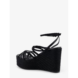 Nyra leather and raffia sandals