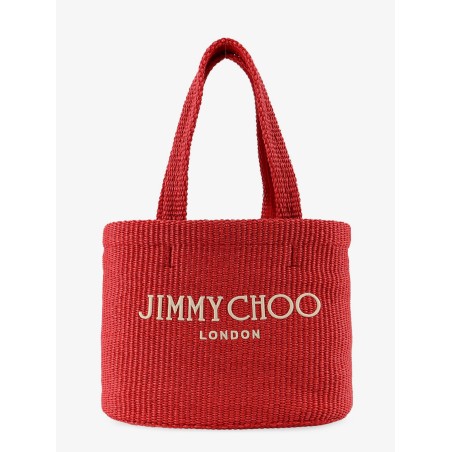 Raffia shopping bag with lettering logo on the front