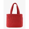 Raffia shopping bag with lettering logo on the front