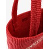 Raffia shopping bag with lettering logo on the front