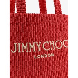 Raffia shopping bag with lettering logo on the front