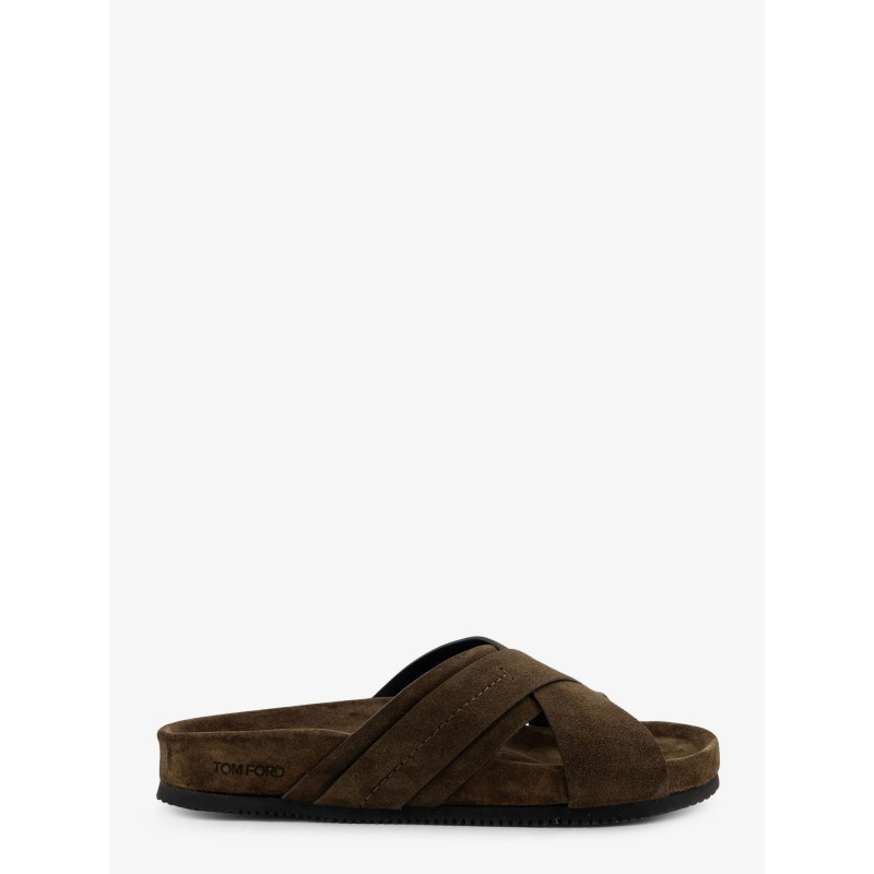 Suede sandals with engraved logo on the side