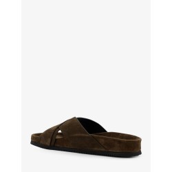 Suede sandals with engraved logo on the side