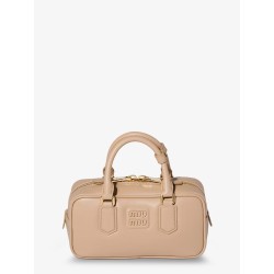 Arcadie leather crossbody bag with lettering logo on the front