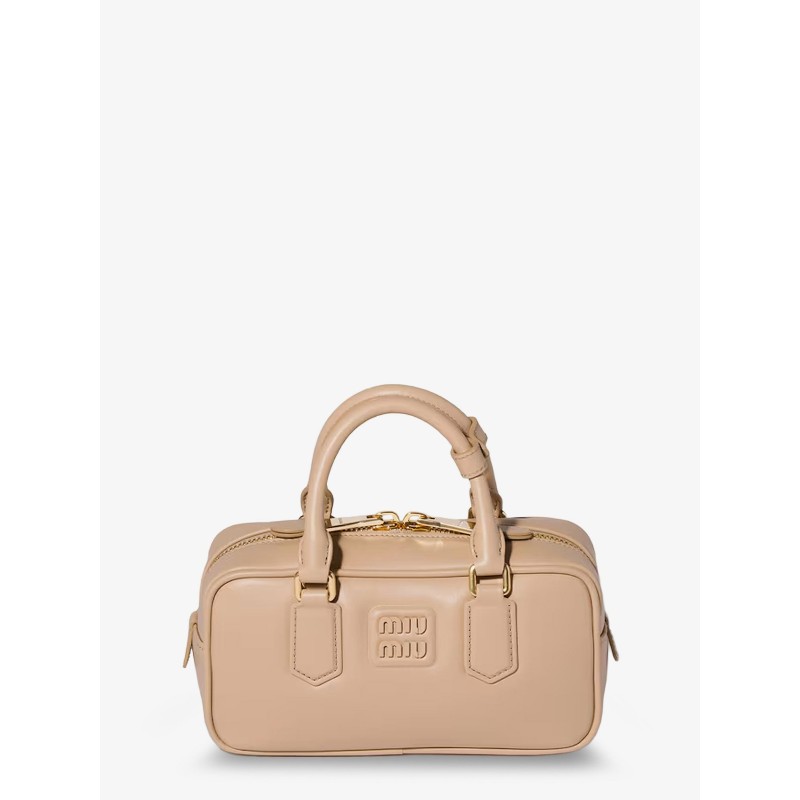 Arcadie leather crossbody bag with lettering logo on the front