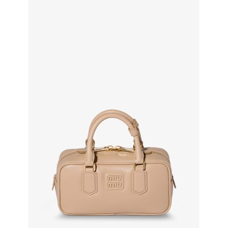 Arcadie leather crossbody bag with lettering logo on the front