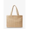 Raffia shopping bag with lettering logo on the front