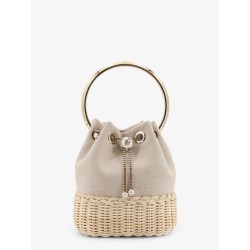 Bon Bon raffia and canvas bucket bag