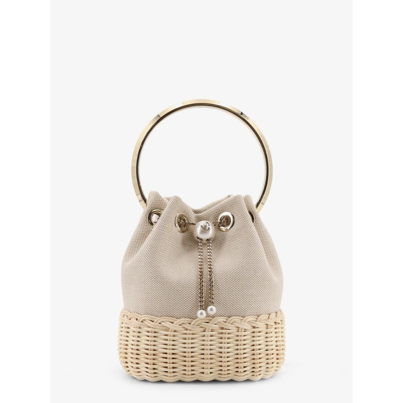 Bon Bon raffia and canvas bucket bag