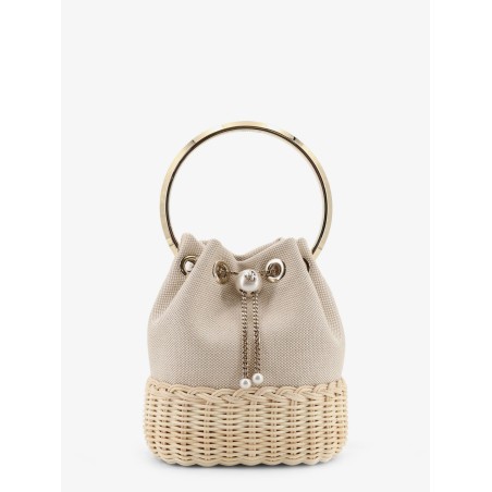 Bon Bon raffia and canvas bucket bag