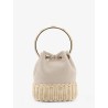 Bon Bon raffia and canvas bucket bag