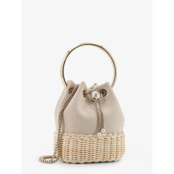 Bon Bon raffia and canvas bucket bag