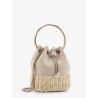 Bon Bon raffia and canvas bucket bag