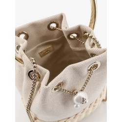 Bon Bon raffia and canvas bucket bag