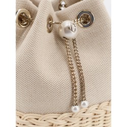 Bon Bon raffia and canvas bucket bag